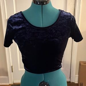 F21 small blue velvet crop top